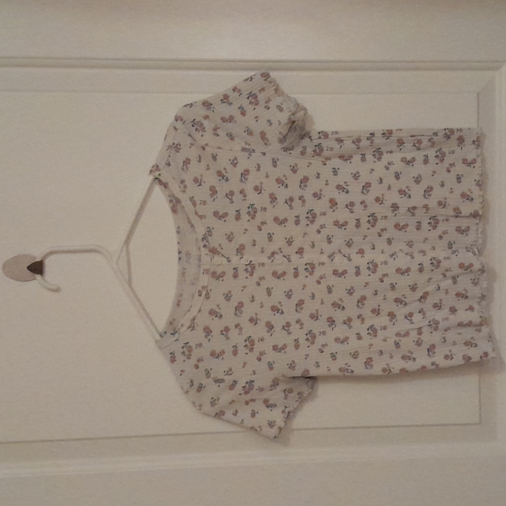 Flower Print Girls Baby Tee Size 14-16